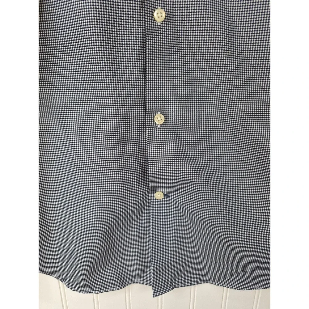 Banana Republic Mens Black White Checker Tailored Slim Dress Shirt Large Party